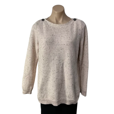 Regatta Womens Size 12 Beige / Black Speckled Pattern Boat Neck Jumper 