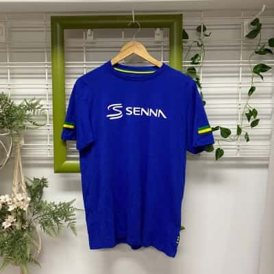  Ayrton Senna Official Licenced Product Mens  Size M Short Sleeve T-shirt Blue 