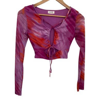 Glassons Womens  Size S Cropped Top / Long Sleeve Top / Party Top Orange / Purple 