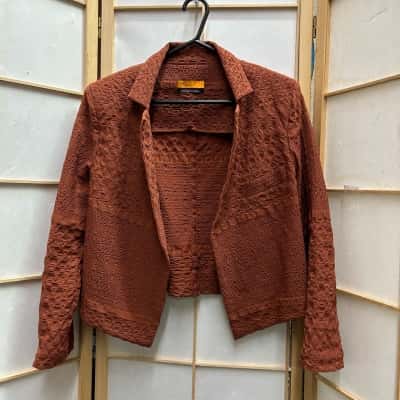  Women's  Size 3 Cropped Jacket / Open Jacket Burnt Orange Brown 