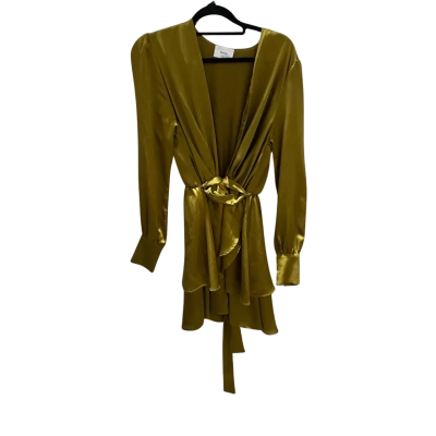 Sheike Womens  Size 8 Long Sleeve Dress Gold Lightweight Satin Dress NWOT 