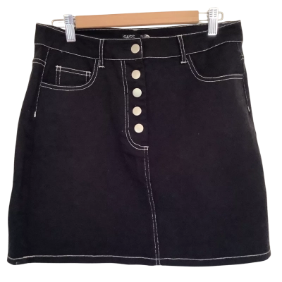 BRAND NEW* Sass Womens  Black Femme Fatale Buttoned Mini Skirt.  Size 12 