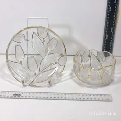 Plate Bowl Set Duo Platter Serving Crystal