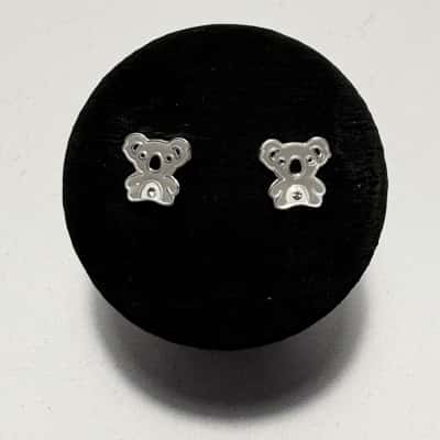 925 Sterling Silver Gorgeous Koala Stud Earrings 