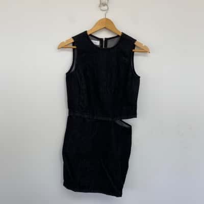Zara Black Denim Cut Out Sleeveless Mini Dress  Size XS 