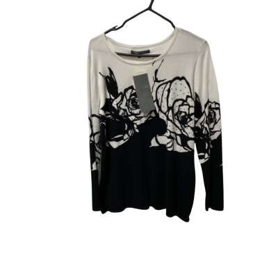 Liz Jordan Womens  Size M Alannah Knot Jumper Black  / White 
