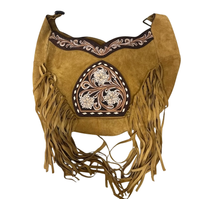 American Darling Genuine Suede Tooled Leather Fringe Hobo Bag – Strap Damage