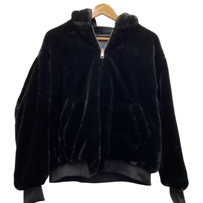 Zara Size S INTERCHANGEABLE FAUX FUR / Hooded / Winter Jacket Black  