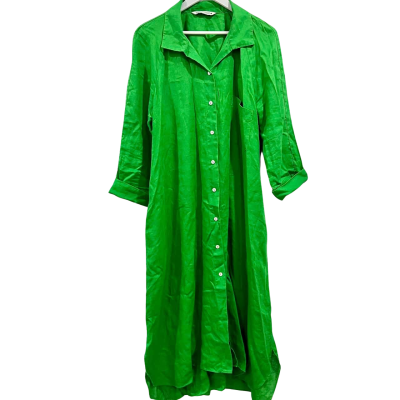 Zara Green Linen Blend Size XL Maxi Dress 