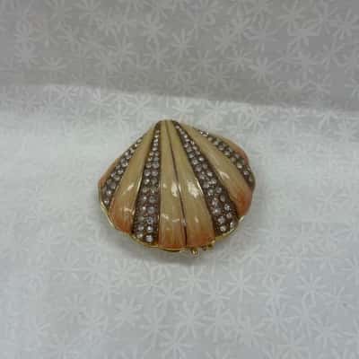 Stunning Enamelled & Diamanté Clam Shell Trinket Box