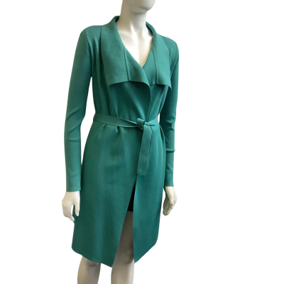 Portmans Womens  Size S Belted Knit Winter Jacket Green 