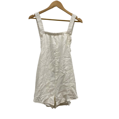 Mint Vanilla Women's Size 6 Linen Blend Playsuit With Pockets Off White BNWT