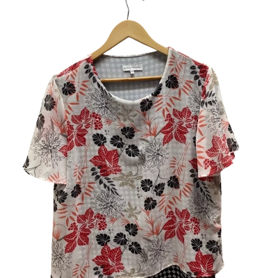 Black Pepper Womens Size 14 White Floral Top