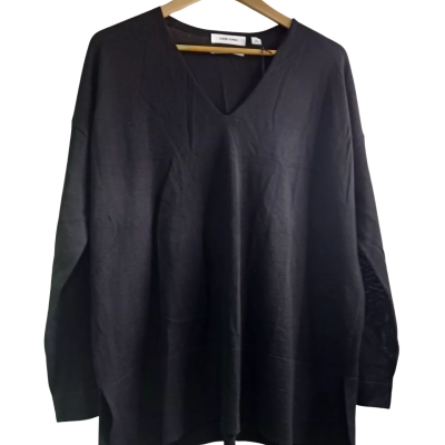 BNWT David Jones Womens  Size 18 Merino Wool V-Neck Jumper Black  