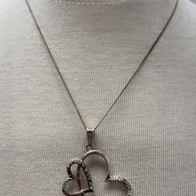 925 x2 love heart pendant necklace 