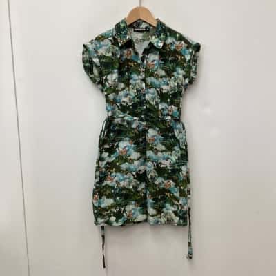 Dangerfield Button Up Butterfly Print Dress - Size 6