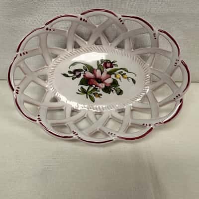 Vintage* Authentic Lallier a Moustiers  Reticulated Basket Bowl.  