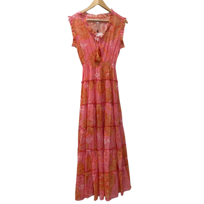 Naudic Womens  Size S Maxi Dress Floral / Orange / Pink  / White 
