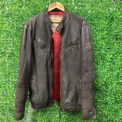 Norton  Mens  Size L Brown leather jacket