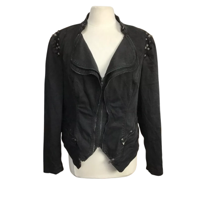 City Chic Womens  Size L 100% Cotton Black Denim Jacket 