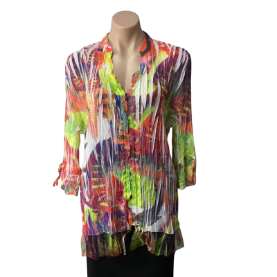 La Strada Womens Size XL Multicoloured / Pattern 3/4 Sleeve Button up 