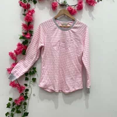 Peter Alexander Womens  Size M Pyjama Top Pink  / Striped / White 