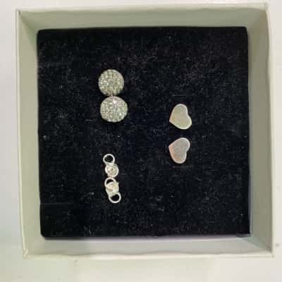  Womens 3 pairs Silver 925 stamped studs