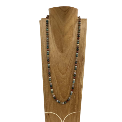 Vintage Womens Beaded Necklace Multicoloured Gemstone Beads 