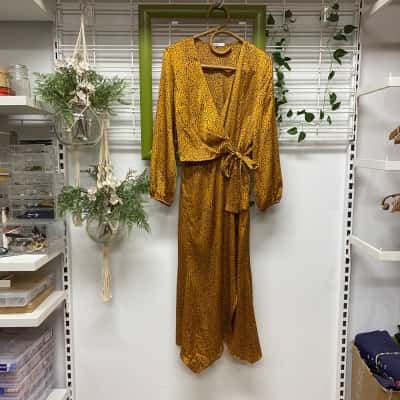 Sheike Womens  Size 10 Maxi Dress Gold / Orange 