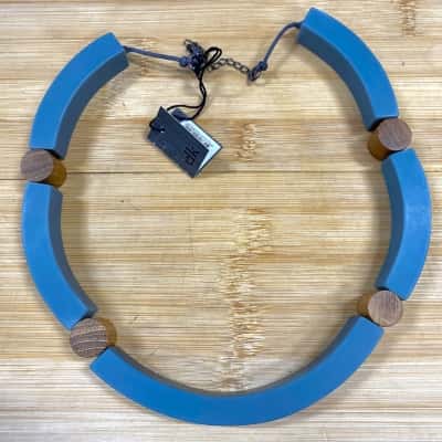 ELK Blue Wood-Detail Geometric Necklace 