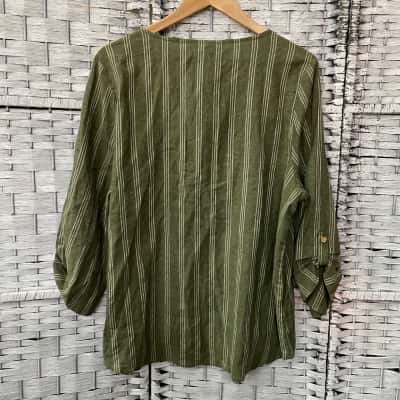 Regatta Womens  Size 16 Long Sleeve Shirt Green / Striped / White 