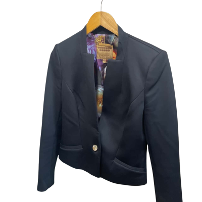 Ted Baker Blazer Jacket - Woman's Size 3 Black  / Floral / Gold (AUS 8)  - Used Good Condition