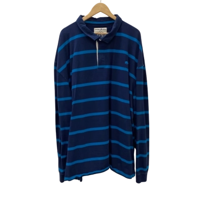 Raging Bull Mens  Size XXXXL Rugby Top Navy Blue / Striped / Blue