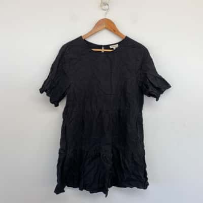 Seed Heritage Black 100% Short SLeeve Mini Dress  Size 12 