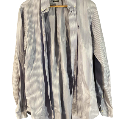 Ralph Lauren Mens dress shirt Size L Blue / Striped / White 