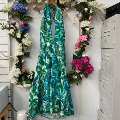 Little Lies Womens  Size 14 Halter Neck Dress Floral / Green 