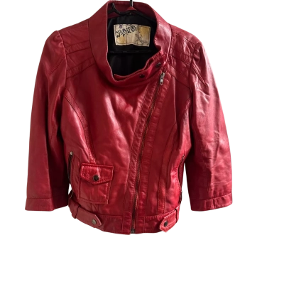  Women's  Size 14 Biker Jacket Red 