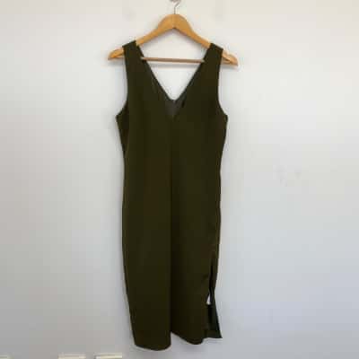 BWLDR Khaki Sleeveless Midi Dress  Size 12 