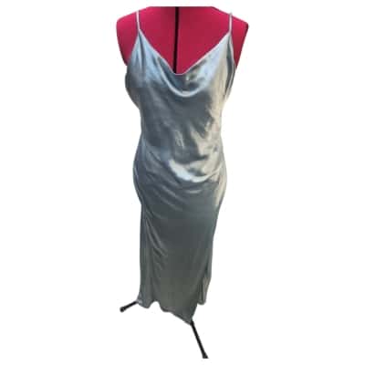  Womens  Size 16 Shoestring Strap Dress Silver 
