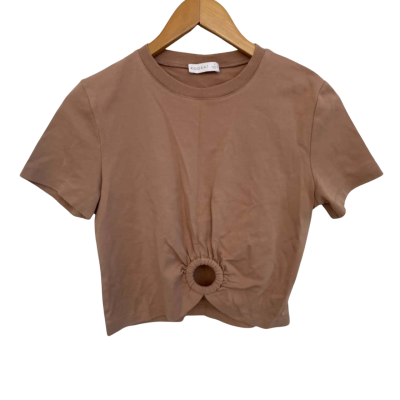 Kookai Womens  Size XXS Short Sleeve Top Beige / Brown 