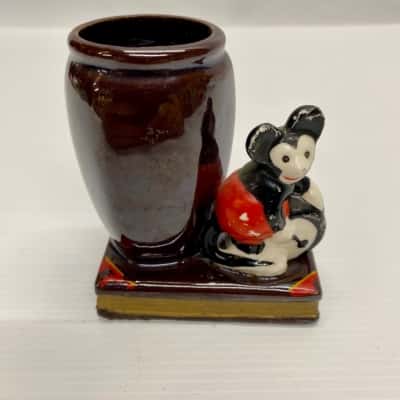 Vintage Japanese Porcelain Mickey Mouse Toothpick Holder