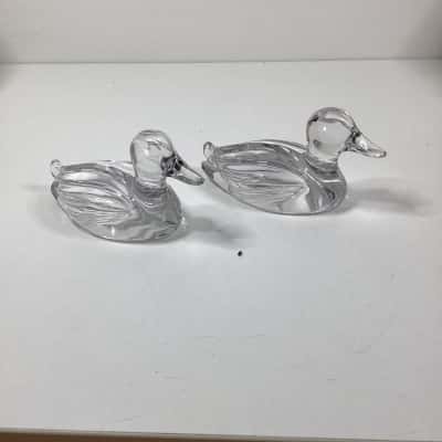 Two glass ducks