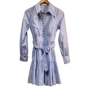 Sheike Womens  Size 6 Long Sleeve Dress / Pleated Dress Blue / Striped / White 
