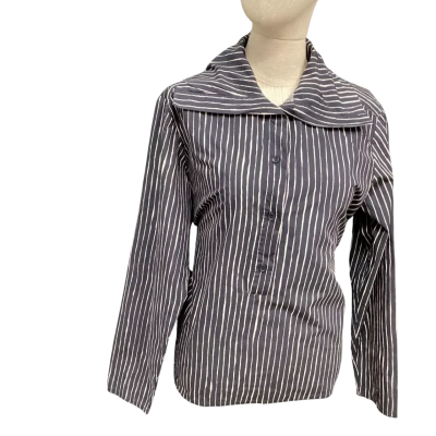 Marimekko Womens  Size 40 Long Sleeve Top Navy Blue / Striped 