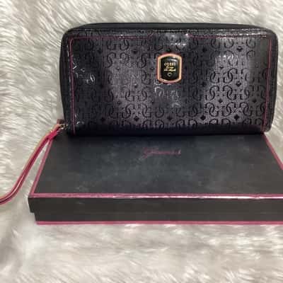 Guess Womens Black  / Gold / Pink purse  