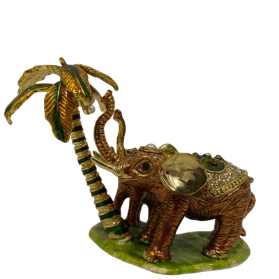 Decorative Trinket Box Elephant & Palm Tree Keepsake
