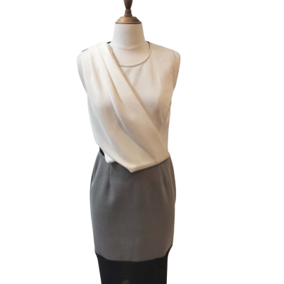 White Suede Womens  Size 10 Cocktail Dress Black  / White 