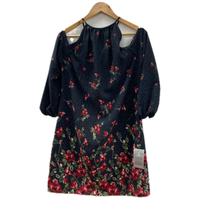 Le Chateau Womens Dress Size M Black / Floral/ Red with Cold Shoulder (new with tags)