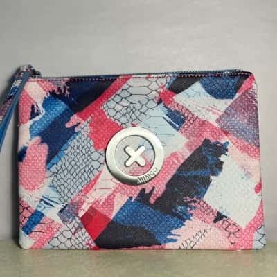 Pink Blue White Mimco Pouch With Zip And Handle