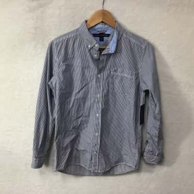 Tommy Hilfiger Boys Size 16 / 18 Blue / White Striped Long Sleeve Shirt